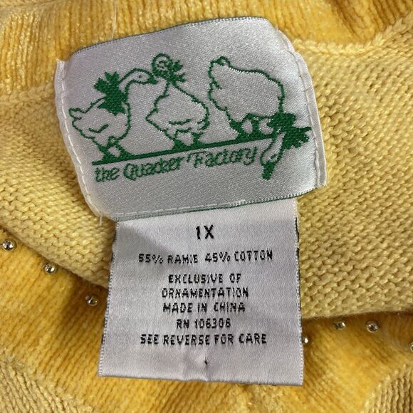 Quacker Factory Women’s MEDIUM Yellow Sequin Butterfly Sweater Whimsical SZ 1X - Picture 11 of 14